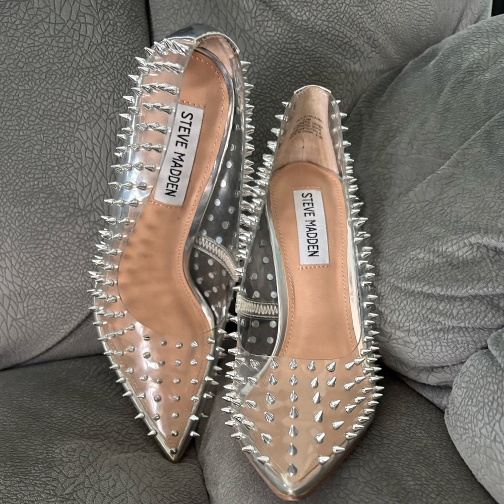 Steve Madden Silver Spiked Heels